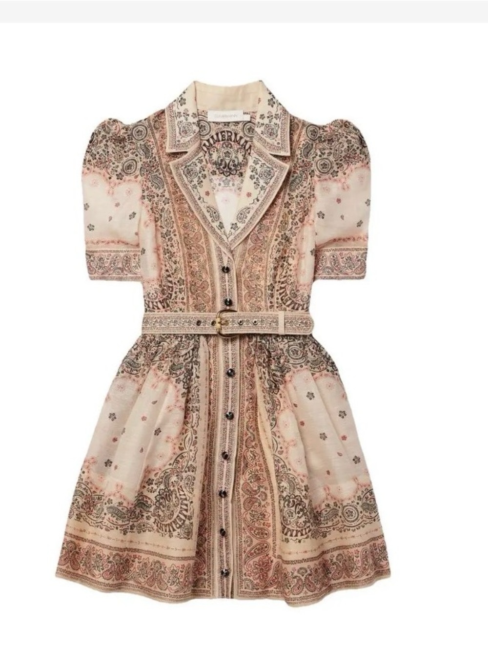 Zimmermann Matchmaker Bandana organza Blush Paisley Mini Shirt Dress